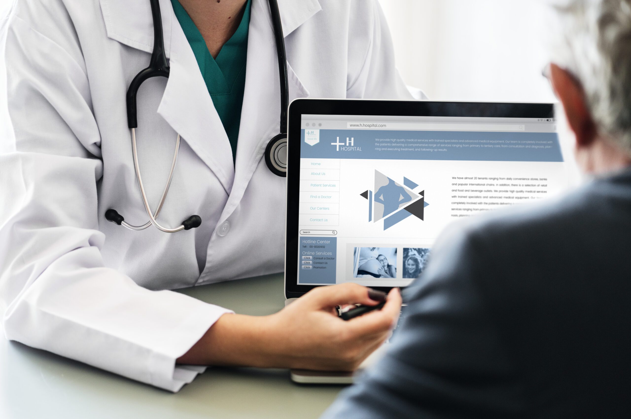 doctor suggesting hospital program patient scaled